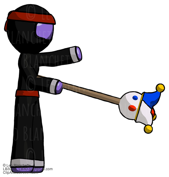 Purple Ninja Warrior Man Holding Jesterstaff - I Dub Thee Foolish Concept #6361