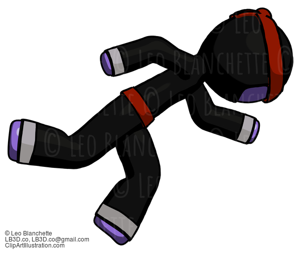 Purple Ninja Warrior Man Running While Falling Down #6362