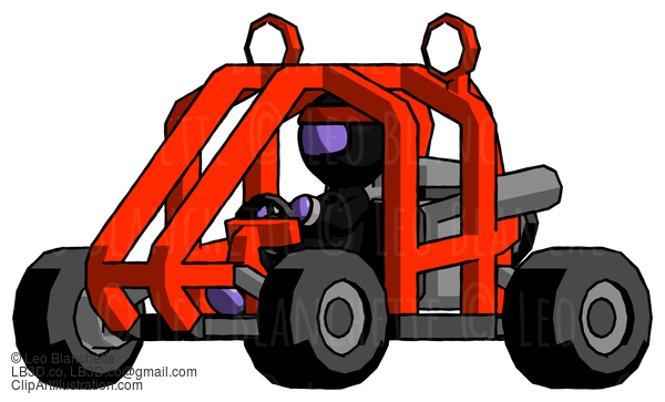 Purple Ninja Warrior Man Riding Sports Buggy Side Angle View #6390