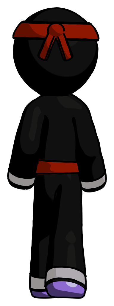 Purple Ninja Warrior man walking away, back view