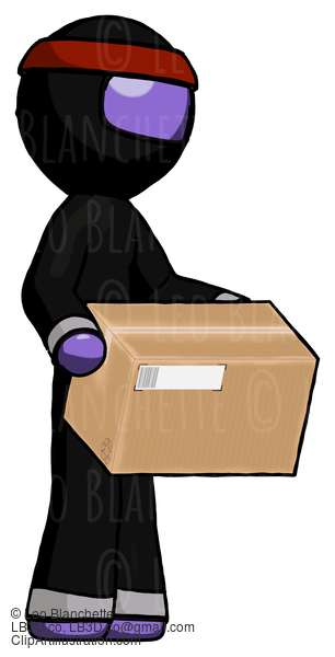 Purple Ninja Warrior Man Holding Package To Send Or Recieve In Mail #6410