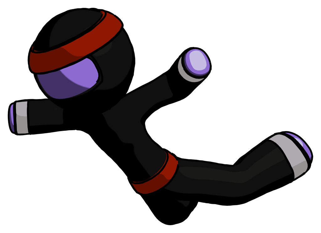 Purple Ninja Warrior Man skydiving or falling to death