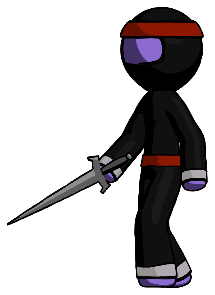 Purple Ninja Warrior Man with sword walking confidently