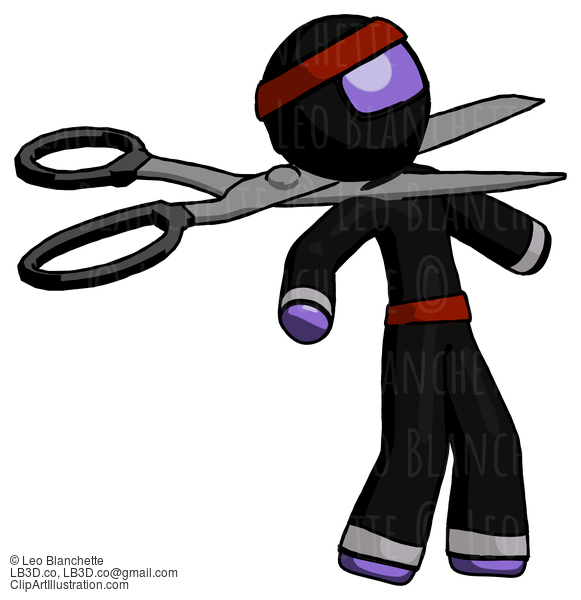 Purple Ninja Warrior Man Scissor Beheading Office Worker Execution #6424