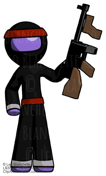 Purple Ninja Warrior Man Holding Tommygun #6426