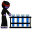 Purple Ninja Warrior Man Using Test Tubes Or Vials On Rack