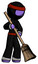 Purple Ninja Warrior Man sweeping area with broom