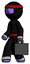 Purple Ninja Warrior Man Walking With Briefcase To The Left
