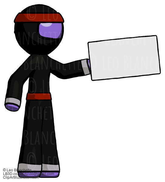 Purple Ninja Warrior Man Holding Large Envelope #6454