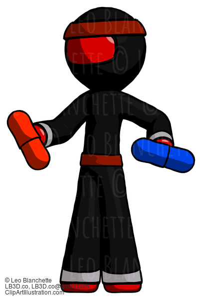 Red Ninja Warrior Man Red Pill Or Blue Pill Concept #5578