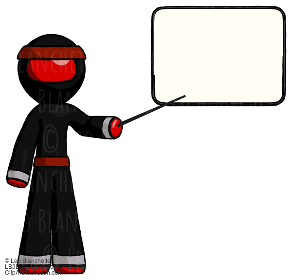 Red Ninja Warrior Man Giving Presentation In Front Of Dry-Erase Board #5643