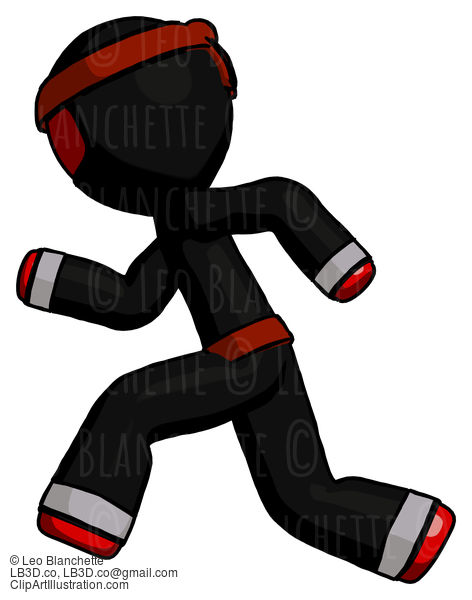 Red Ninja Warrior Man Running Fast Left #5670