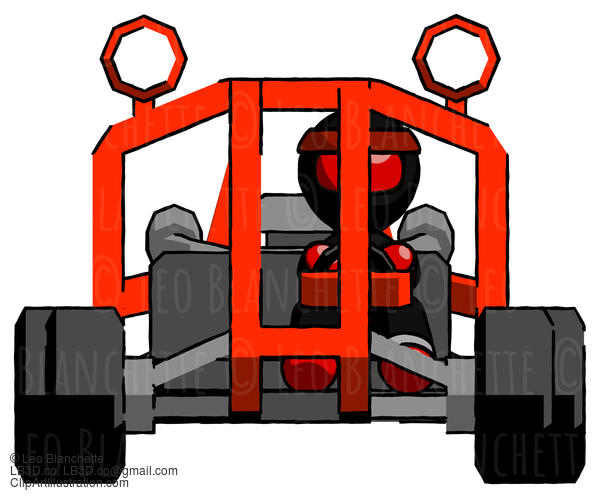 Red Ninja Warrior Man Riding Sports Buggy Front View #5722