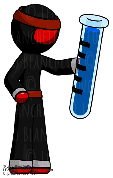 Red Ninja Warrior Man Holding Large Test Tube #5747