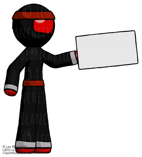 Red Ninja Warrior Man Holding Large Envelope #5793