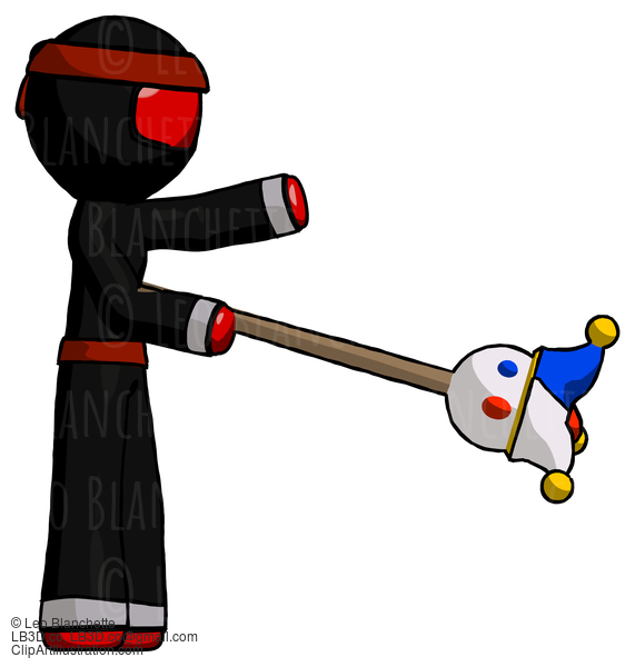 Red Ninja Warrior Man Holding Jesterstaff - I Dub Thee Foolish Concept #5848