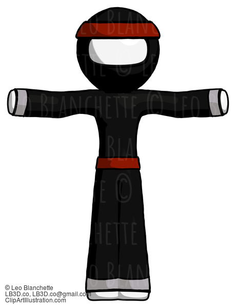 White Ninja Warrior Man T-Pose Arms Up Standing #4500