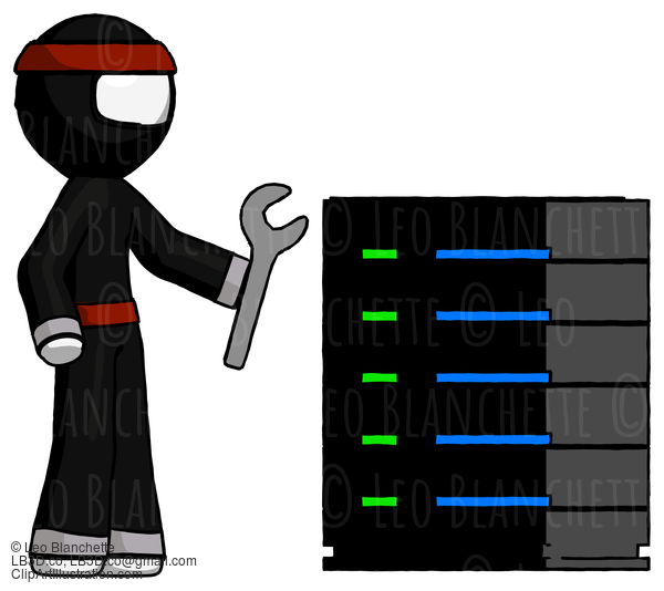 White Ninja Warrior Man Server Administrator Doing Repairs #4580