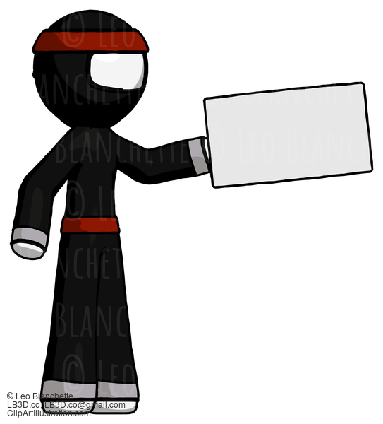 White Ninja Warrior Man Holding Large Envelope #4583