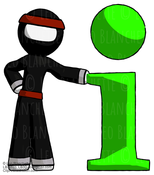 White Ninja Warrior Man With Info Symbol Leaning Up Against It #4597