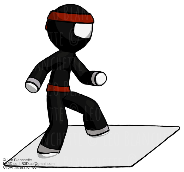 White Ninja Warrior Man On Postage Envelope Surfing #4601