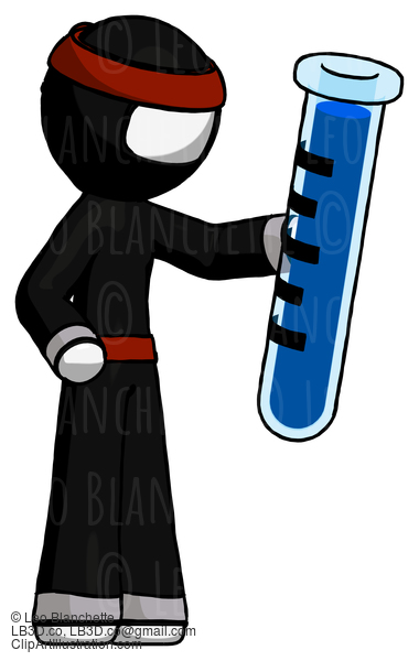 White Ninja Warrior Man Holding Large Test Tube #4620