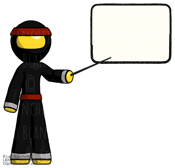 Yellow Ninja Warrior Man Giving Presentation In Front Of Dry-Erase Board #6507