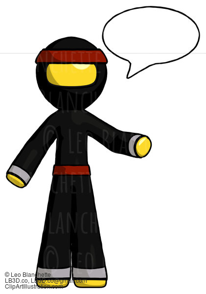 Yellow Ninja Warrior Man With Word Bubble Talking Chat Icon #6512