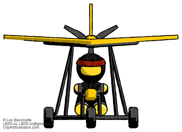 Yellow Ninja Warrior Man In Ultralight Aircraft Front View #6565