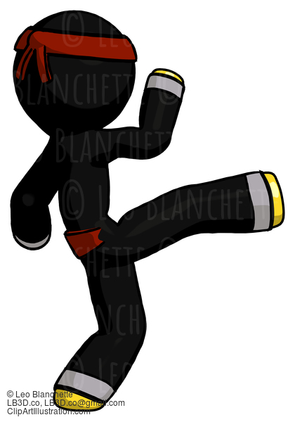 Yellow Ninja Warrior Man Kick Pose #6574