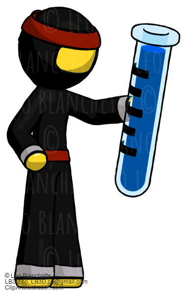 Yellow Ninja Warrior Man Holding Large Test Tube #6585