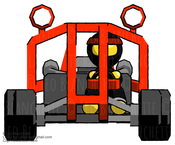 Yellow Ninja Warrior Man Riding Sports Buggy Front View #6640