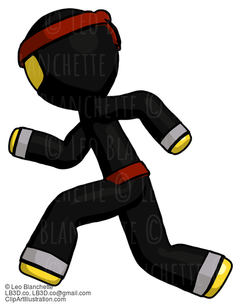 Yellow Ninja Warrior Man Running Fast Left #6725