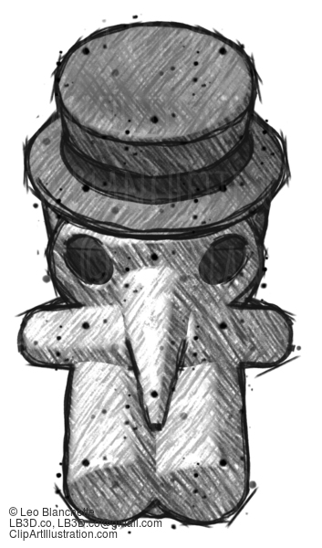 Sketch Plague Doctor Man Sitting With Head Down Facing Forward #15619