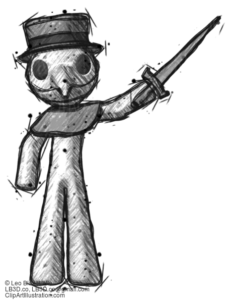 Sketch Plague Doctor Man Holding Sword In The Air Victoriously #15654