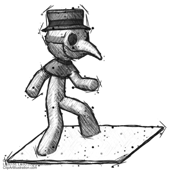 Sketch Plague Doctor Man On Postage Envelope Surfing #15655