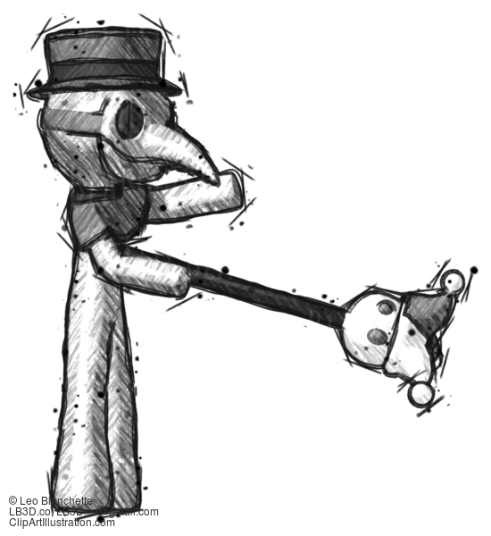 Sketch Plague Doctor Man Holding Jesterstaff - I Dub Thee Foolish Concept #15674