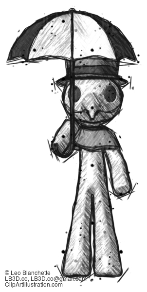 Sketch Plague Doctor Man Holding Umbrella #15709