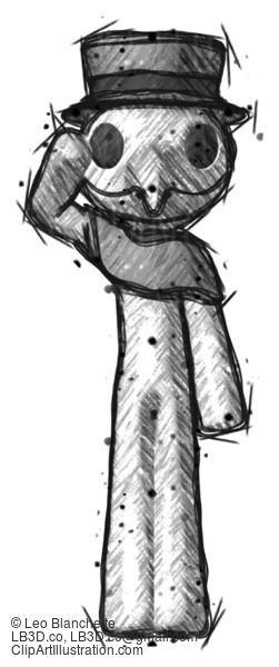 Sketch Plague Doctor Man Soldier Salute Pose #15716