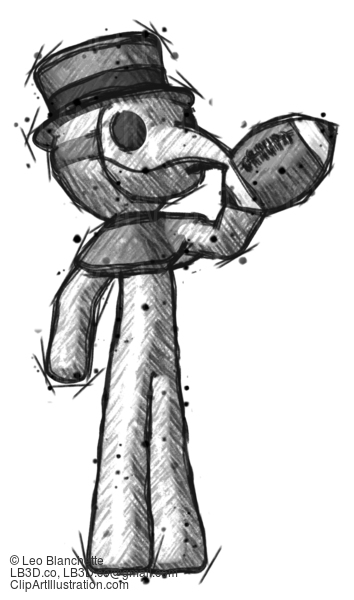 Sketch Plague Doctor Man Holding Football Up #15722