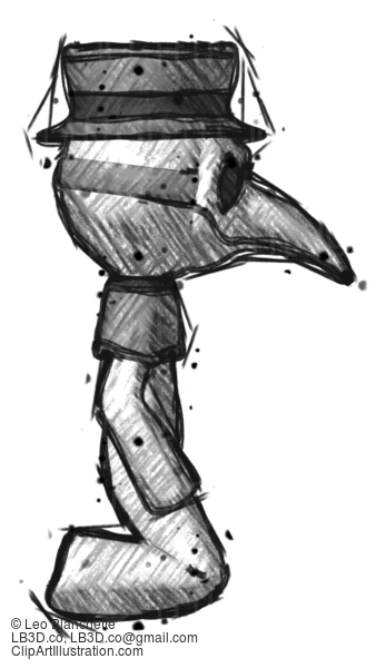 Sketch Plague Doctor Man Kneeling Right #15730