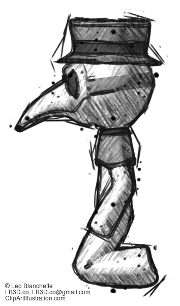 Sketch Plague Doctor Man Kneeling Left #15737