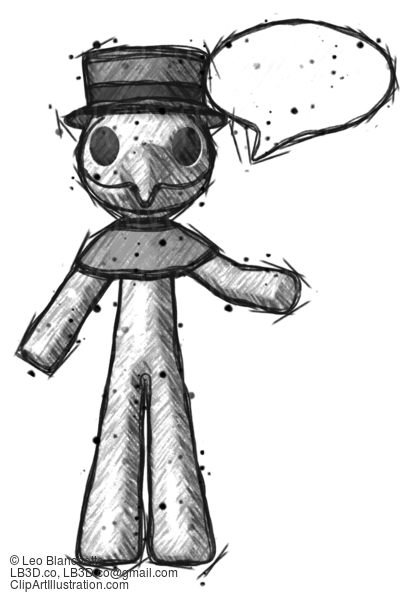 Sketch Plague Doctor Man With Word Bubble Talking Chat Icon #15745