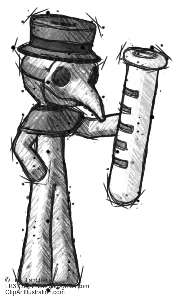 Sketch Plague Doctor Man Holding Large Test Tube #15793