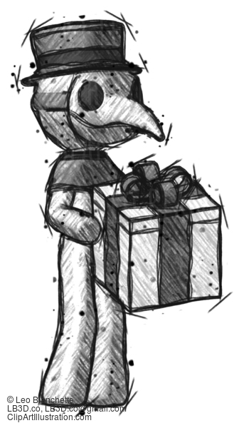 Sketch Plague Doctor Man Giving A Present #15802