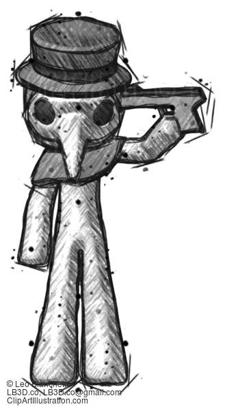 Sketch Plague Doctor Man Suicide Gun Pose #15809