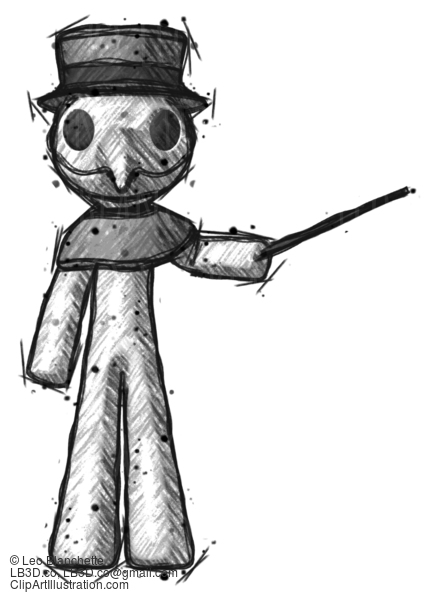 Sketch Plague Doctor Man Teacher Or Conductor With Stick Or Baton Directing #15827