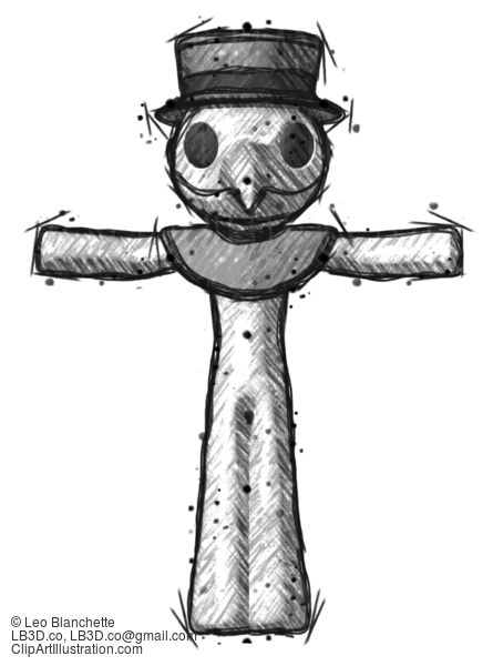 Sketch Plague Doctor Man T-Pose Arms Up Standing #15871