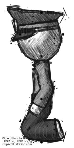 Sketch Police Man Kneeling Left #7079