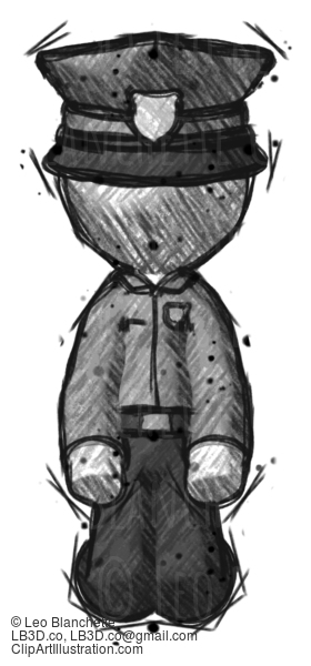 Sketch Police Man Kneeling Front Pose #7090